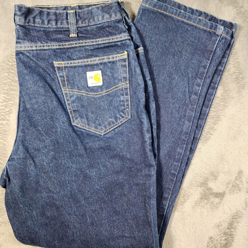 Carhartt FR Flame Resistant Jeans Mens 40x34 Blue Denim Work E7FR NFPA 2112 Cat2